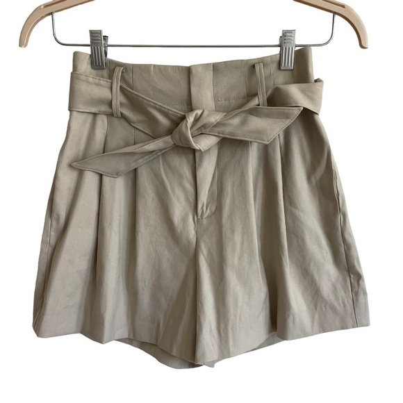 Joie Kaylei Khaki Paperbag Tie Waist Shorts, Size 2 - Picture 2 of 6